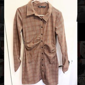 Zara plaid button down dress